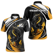 Load image into Gallery viewer, Custom Black And Gold Dragon Bowling Jerseys, Dragon Bowling Team Polo Shirts For Men IPHW8651