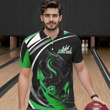 Load image into Gallery viewer, Custom Black And Green Dragon Bowling Jerseys, Dragon Bowling Team Polo Shirts For Men IPHW8652