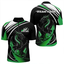 Load image into Gallery viewer, Custom Black And Green Dragon Bowling Jerseys, Dragon Bowling Team Quarter-Zip Shirts For Men IPHW8652