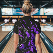 Load image into Gallery viewer, Custom Black And Purple Dragon Bowling Team Womens Quarter-Zip Shirt, Dragon Bowling Jersey IPHW8926