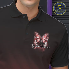 Load image into Gallery viewer, Custom Red Butterfly Bowling Men Polo Shirt, Bowling Tournament Team Shirt IPHW11032
