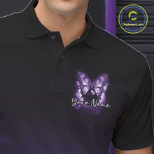 Load image into Gallery viewer, Custom Purple Butterfly Bowling Men Polo Shirt, Bowling Tournament Team Shirt IPHW11033