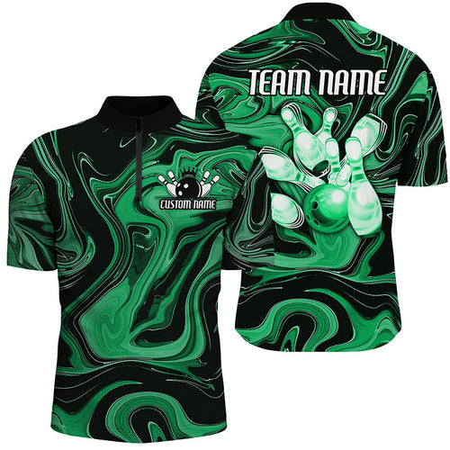 Green Camo Custom Bowling Team Shirts For Men And Women, Bowling Tournament Jerseys IPHW6490