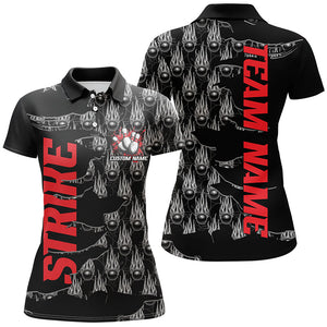 Customize Name Strike Bowling Shirts For Women, Flame Bowling Balls Bowler Outfits | Red IPHW6501