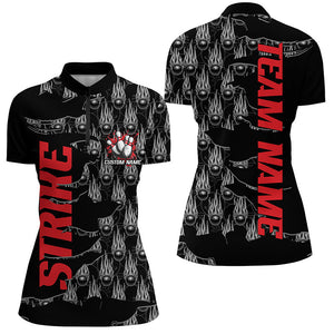 Customize Name Strike Bowling Shirts For Women, Flame Bowling Balls Bowler Outfits | Red IPHW6501