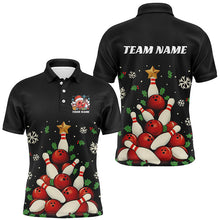 Load image into Gallery viewer, Custom Christmas Bowling Shirts For Men, Bowling Balls And Pins Christmas Tree Outfits IPHW7548