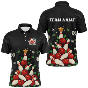 Custom Christmas Bowling Shirts For Men, Bowling Balls And Pins Christmas Tree Outfits IPHW7548