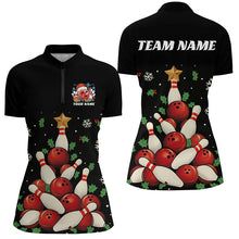 Load image into Gallery viewer, Custom Christmas Bowling Shirts For Women, Bowling Balls And Pins Christmas Tree Outfits IPHW7548