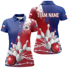 Load image into Gallery viewer, Custom Texas Ladies Bowling Shirt, Barbed Wire Texas Flag Bowling Team Shirt Bowler Outfit  IPHW7550