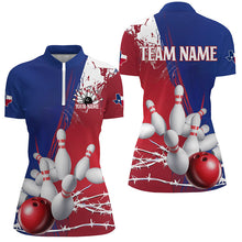 Load image into Gallery viewer, Custom Texas Ladies Bowling Shirt, Barbed Wire Texas Flag Bowling Team Shirt Bowler Outfit  IPHW7550