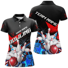 Load image into Gallery viewer, Red White And Blue Stars Custom US Bowling Shirts For Women, Patriotic Bowling Team Shirts IPHW7554