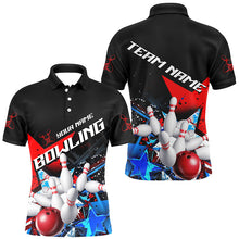 Load image into Gallery viewer, Red White And Blue Stars Custom US Bowling Shirts For Men, Patriotic Bowling Team Shirts IPHW7554