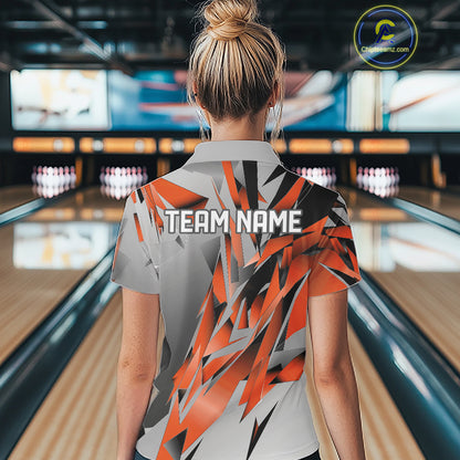 Orange And Gray Custom Bowling Jersey, Matching Bowling Team Women Quarter-Zip Shirt  IPHW12255