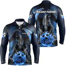 Load image into Gallery viewer, Custom Blue Dragon Bowling Team Shirts For Men, Bowling Tournament Bowler Uniform Outfits IPHW7989