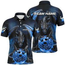 Load image into Gallery viewer, Custom Blue Dragon Bowling Team Shirts For Men, Bowling Tournament Bowler Uniform Outfits IPHW7989