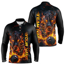 Load image into Gallery viewer, Custom Flaming Leopard Bowling Shirts For Men, Fire Bowling Team Shirt Bowler Uniform IPHW7999