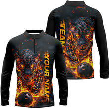 Load image into Gallery viewer, Custom Flaming Leopard Bowling Shirts For Men, Fire Bowling Team Shirt Bowler Uniform IPHW7999