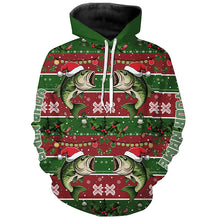 Load image into Gallery viewer, Custom Largemouth Bass Fishing Ugly Sweater Pattern Style All Over Shirts Christmas Fishing Shirt IPHW8004