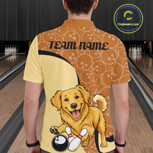 Load image into Gallery viewer, Custom Cute Funny Golden Retriever Dog Bowling Men Polo Shirts, Dog Lovers Bowling Shirt IPHW10285