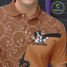 Load image into Gallery viewer, Custom Cute Funny Border Collie Dog Bowling Men Polo Shirts, Dog Lovers Bowling Shirt IPHW10287