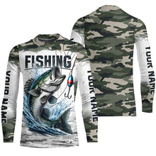 Load image into Gallery viewer, Bass Fishing Camo Custom Long Sleeve Fishing Shirts, Personalized Bass Fishing Jerseys IPHW5799