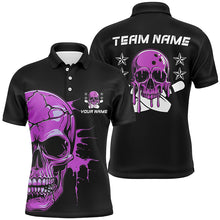 Load image into Gallery viewer, Personalized Multi-Color Bowling Skull Polo, Quarter-Zip Shirts For Bowling Team, Bowling Outfits For Bowlers IPHW5915