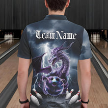 Load image into Gallery viewer, Custom Thunder Lightning Purple Dragon Bowling Polo Shirts For Men, Bowling Team Uniform IPHW8676