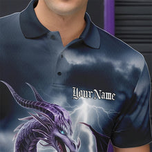 Load image into Gallery viewer, Custom Thunder Lightning Purple Dragon Bowling Polo Shirts For Men, Bowling Team Uniform IPHW8676