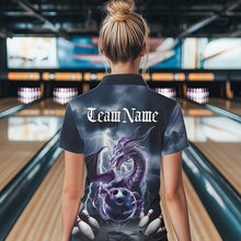 Load image into Gallery viewer, Custom Thunder Lightning Purple Dragon Bowling Polo Shirts For Women, Bowling Team Uniform IPHW8676
