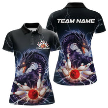Load image into Gallery viewer, Custom Thunder Lightning Dragon Bowling Polo Shirts For Women, Dragon Bowling League Shirt IPHW8677