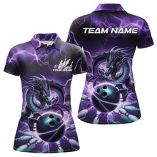 Load image into Gallery viewer, Custom Black And Purple Thunder Lightning Dragon Bowling Polo Shirt For Women, Team Uniform IPHW8679