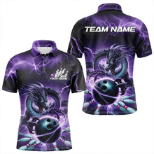 Load image into Gallery viewer, Custom Black And Purple Thunder Lightning Dragon Bowling Polo Shirts For Men, Team Uniform IPHW8679
