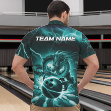 Load image into Gallery viewer, Custom Black And Blue Thunder Lightning Dragon Bowling Quarter-Zip Shirts For Men, Team Uniform IPHW8680
