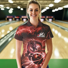 Load image into Gallery viewer, Custom Black And Red Thunder Lightning Dragon Bowling Polo Shirts For Women, Team Uniform IPHW8681