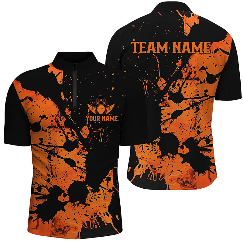 Custom Name Orange Bowling Team Shirts For Men And Women, Bowlers Outfits IPHW6170