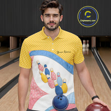 Load image into Gallery viewer, Custom Patchwork Quilt Style Bowling Men Polo Shirt, Polka Dots Bowling Jerseys IPHW11040