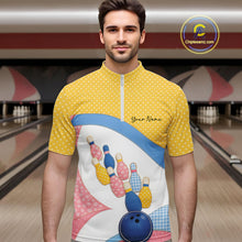 Load image into Gallery viewer, Custom Patchwork Quilt Style Bowling Men Quarter-Zip Shirt, Polka Dots Bowling Jerseys IPHW11040