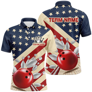 Vintage American Flag Custom Bowling Team Shirt For Men And Women, Retro Patriotic Bowling Jersey IPHW6515