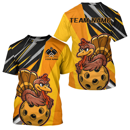 Custom Funny Turkey Pickleball T-Shirts For Men, Thanksgiving Pickleball Uniforms Pickleball Team Shirts  IPHW7751