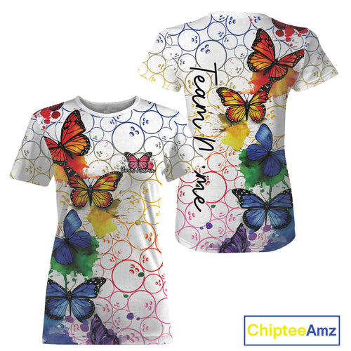 Custom Rainbow Colorful Butterfly Women Bowling, Watercolor Bowling  IPHW10157
