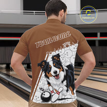 Load image into Gallery viewer, Custom Cute Funny Border Collie Dog Bowling Men Quarter-Zip Shirts, Dog Lovers Bowling Shirt IPHW10288