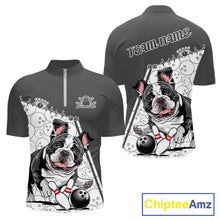 Load image into Gallery viewer, Custom Cute Funny French Bulldog Bowling Men Quarter-Zip Shirts, Dog Lovers Bowling Shirt IPHW10289