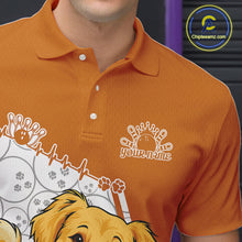 Load image into Gallery viewer, Custom Cute Funny Golden Retriever Dog Bowling Men Polo Shirts, Dog Lovers Bowling Shirt IPHW10290
