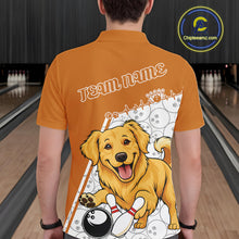 Load image into Gallery viewer, Custom Cute Funny Golden Retriever Dog Bowling Men Polo Shirts, Dog Lovers Bowling Shirt IPHW10290