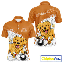 Load image into Gallery viewer, Custom Cute Funny Golden Retriever Dog Bowling Men Polo Shirts, Dog Lovers Bowling Shirt IPHW10290