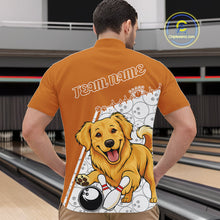 Load image into Gallery viewer, Custom Cute Funny Golden Retriever Dog Bowling Men Quarter-Zip Shirts, Dog Lovers Bowling Shirt IPHW10290