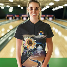 Load image into Gallery viewer, Custom Sunflower Bowling Quarter-Zip Shirts For Women, Sunflower Bowling Tournament Team Shirt IPHW8437