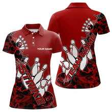 Load image into Gallery viewer, Custom Red Camo Strike Womens Bowling Polo Shirts, Strike Team Bowling League Shirt Shirt IPHW8443