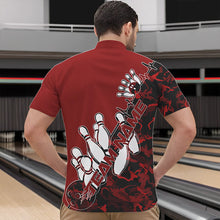 Load image into Gallery viewer, Custom Red Camo Strike Bowling Quarter-Zip Shirts For Men, Strike Team Bowling League Shirt Shirt IPHW8443
