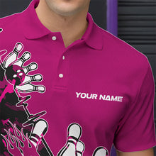 Load image into Gallery viewer, Custom Pink Camo Strike Bowling Polo Shirts For Men, Strike Team Bowling League Shirt Shirt IPHW8444